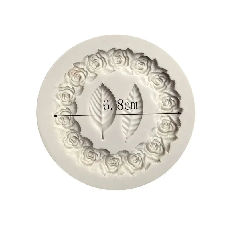 DekoMould™ Silikonform Rosette & Blätter | Für Fondant, Schokolade & Zuckerpaste | Feinste Backdeko & Rahmen-Designs