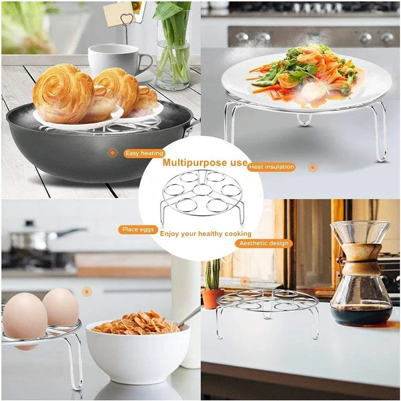 Steamello Eier-Dampfgar-Rack aus Edelstahl | Rostfrei & Hitzebeständig | Für 7 Eier | Ø ca. 17 cm | Ideal für Dampfgarer & Töpfe