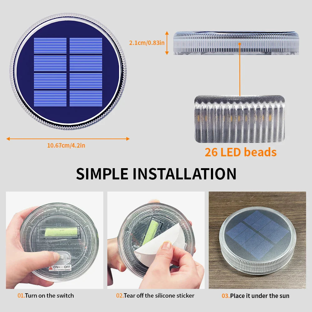 Solvix StepLights | 4er-Set Solar-Bodenleuchten | IP68 Wasserdicht | Klebemontage ohne Bohren | Für Garten, Terrasse & Wege
