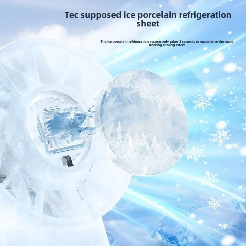 Frostonic Mini-Handventilator mit Eis-Kühlung & LED-Anzeige | USB-Aufladbar & Tragbar | Für Outdoor, Reisen & heiße Sommertage