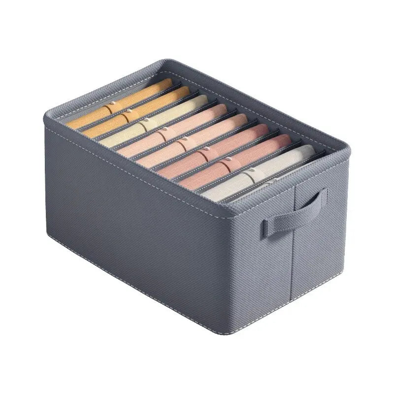 OrgaFold Kleiderschrank-Organizer mit Fächern | Aufbewahrungsbox aus Vliesstoff | Faltbar & Stabil | Grau | 44×30×20 cm