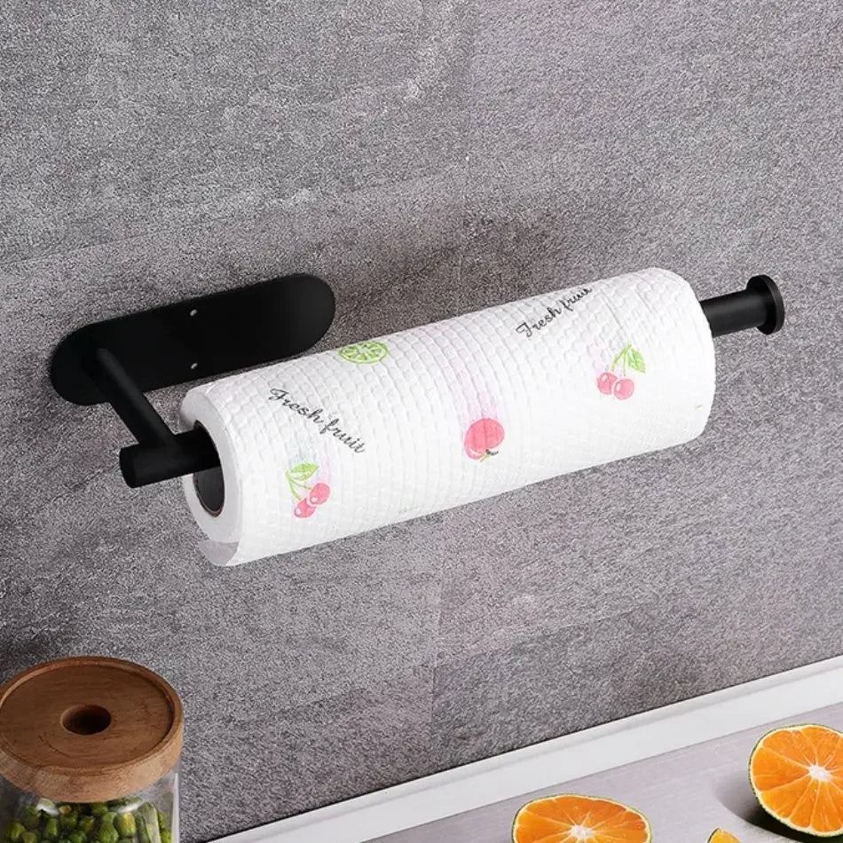 Metallo Papierhalter | Küchen- & Toilettenpapierhalter | Edelstahl Rostfrei | Ohne Bohren oder Schrauben | Silber/Schwarz/Gold