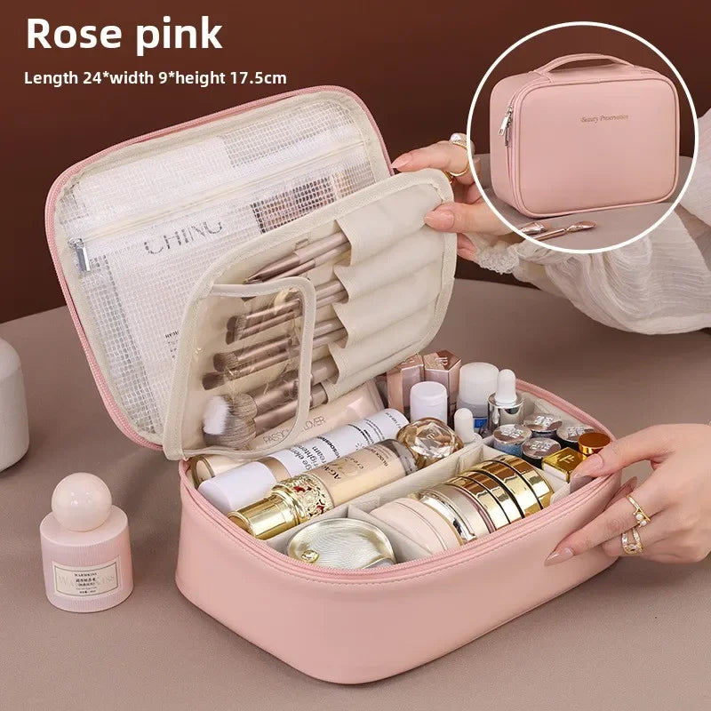 VELINIA Kosmetiktasche Damen | Große Kapazität | Wasserabweisend & Luxuriös | PU-Leder