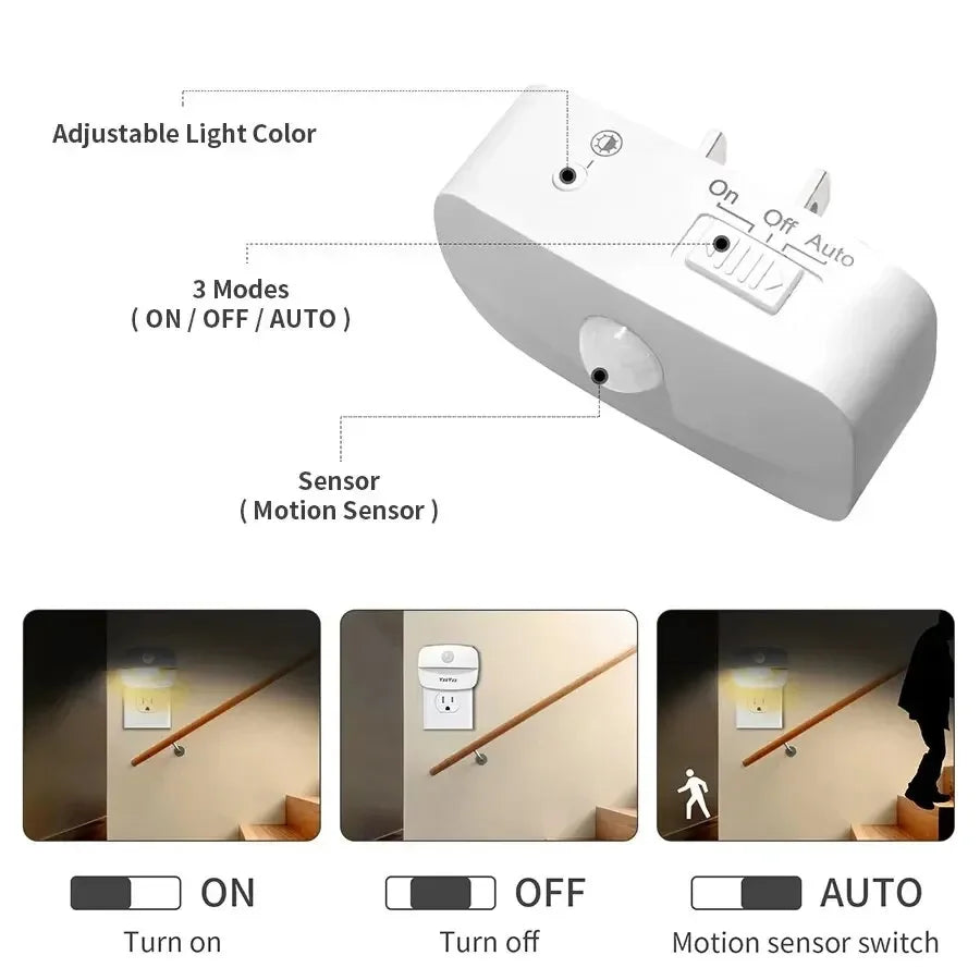 LumoSense LED Nachtlicht | Mit Bewegungs- & Lichtsensor | Dimmbar & Energieeffizient | Warmweiß & Kaltweiß