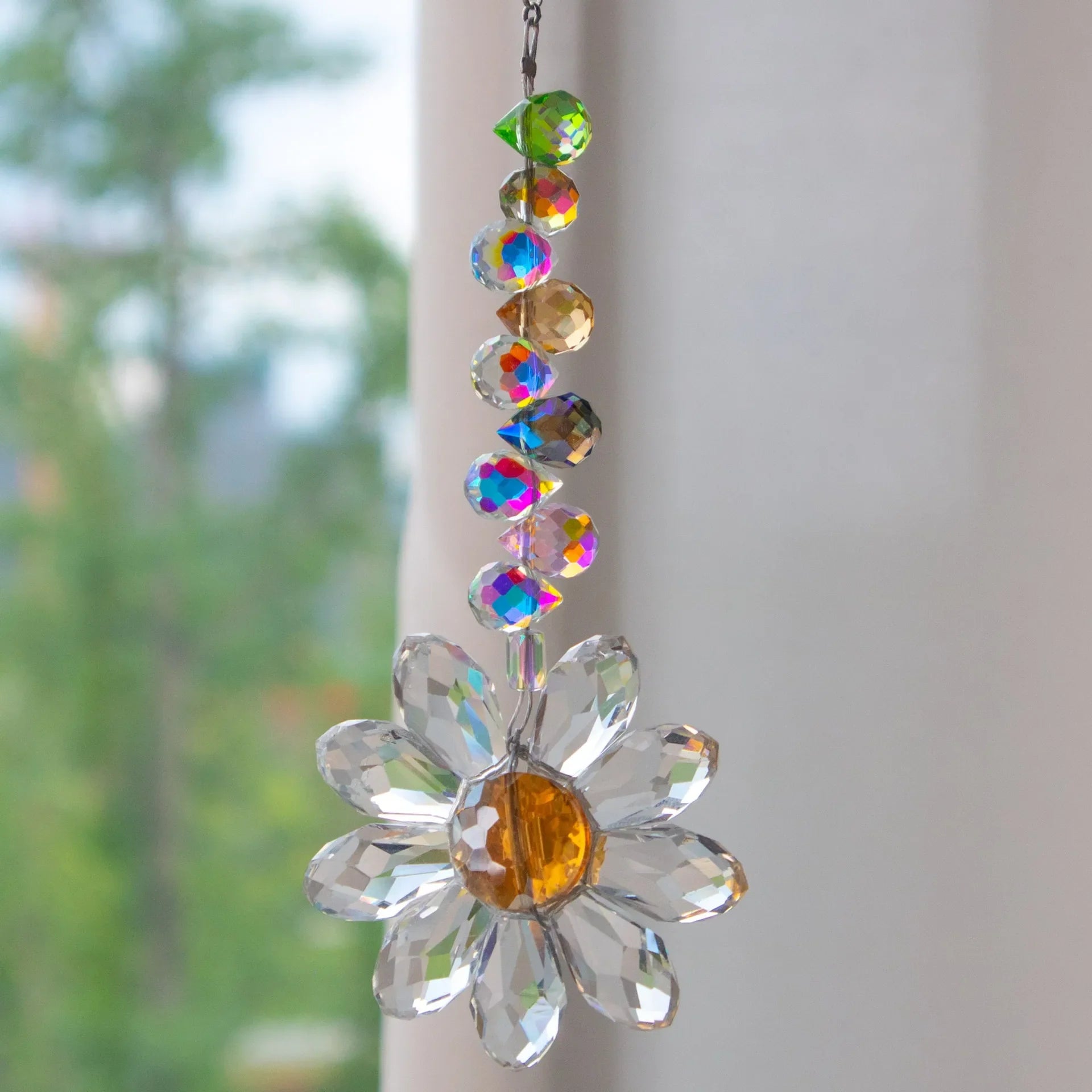 Kristall-Suncatcher LumiMargarita | K9-Daisy-Regenbogenfänger | Fenster- & Gartendeko | 32 cm | Geschenkidee für Zuhause