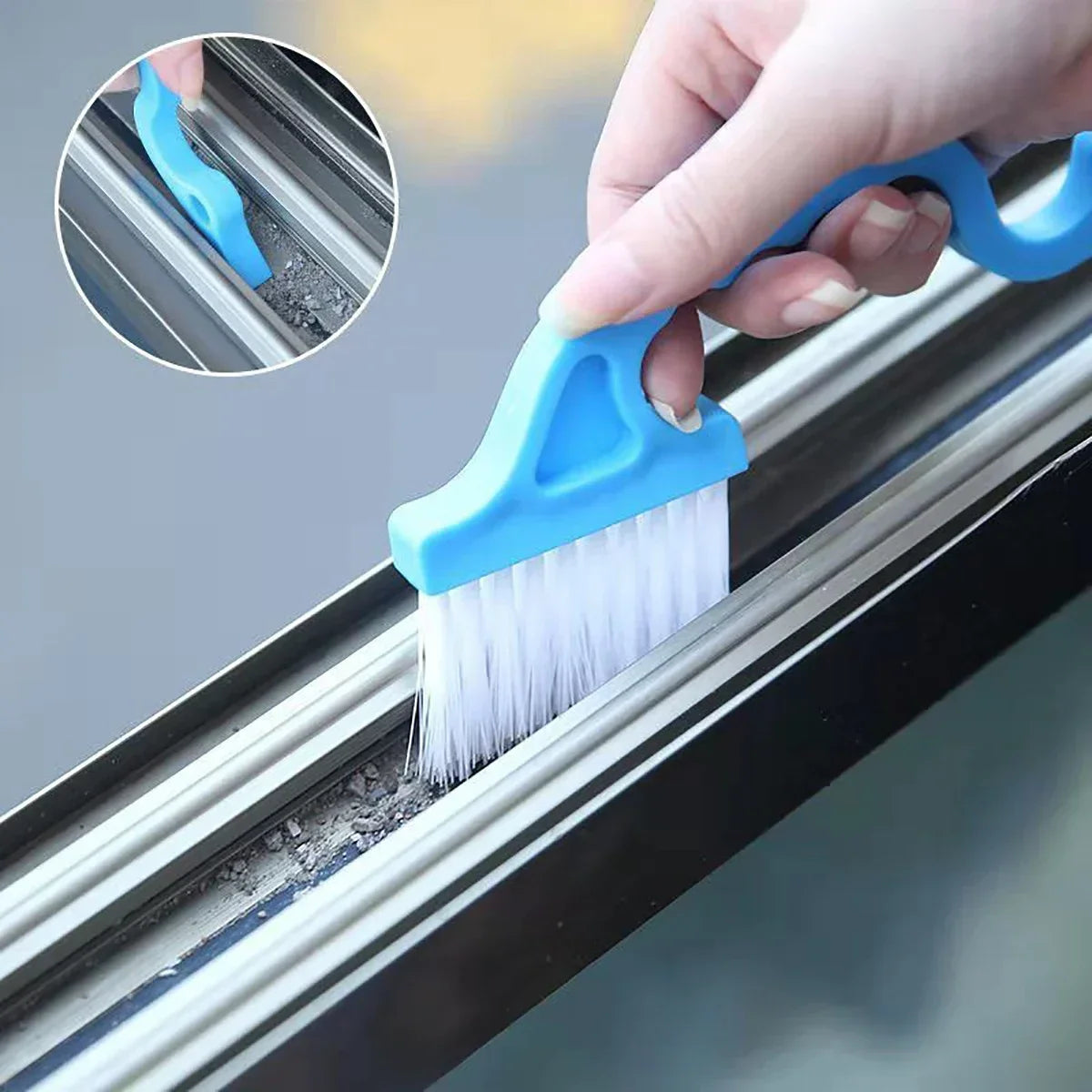 CleanEdge | 2-in-1 Fugenbürste & Schaber | Für Küche, Bad & Fensterrahmen | Blau