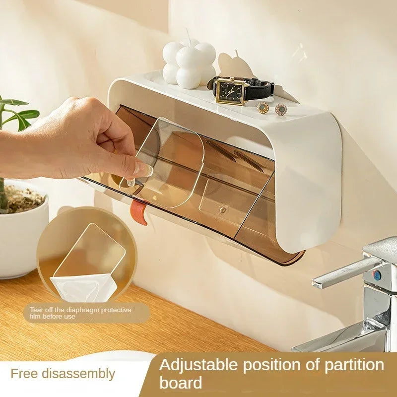 KlarStil Toiletten Aufbewahrungsbox | Wandmontage | Staubdicht & Selbstklebend | Makeup & Schmuck Organizer