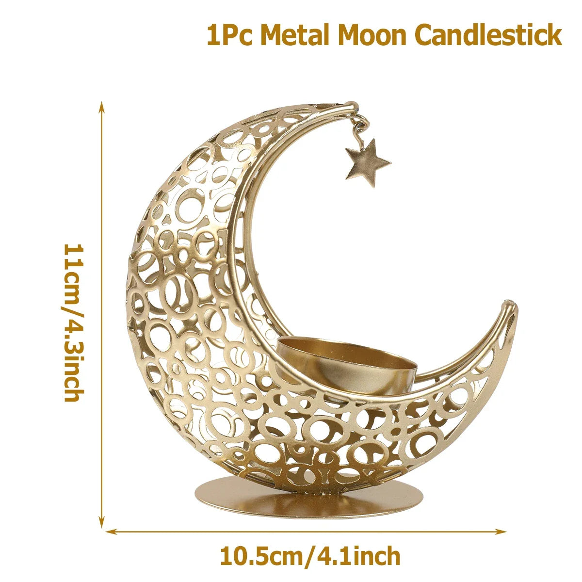 LumiNoor Ramadan Kerzenhalter | Mond-Design | Stimmungsvolle Deko | Metall