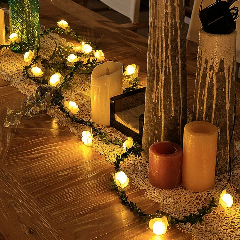 Rosavera LED Rosenlichterkette | 3 m Blumengirlande | Warmweiß | Romantische Deko für Hochzeit & Zuhause
