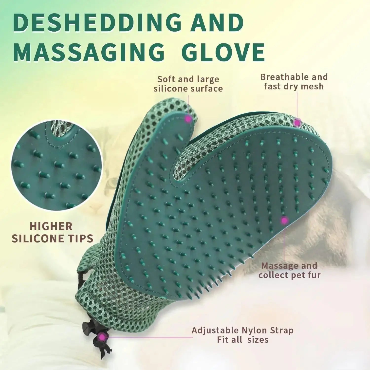 Pawrella 2-in-1 Haustier-Handschuh | Fellpflege & Haarentfernung in einem | Für Katzen & Hunde | Silikon-Noppen | Waschbar