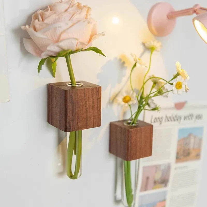 MagnaVase | Magnetische Reagenzglas-Vase aus Holz | Kreative Deko für Zuhause | Handgefertigt & Stylisch