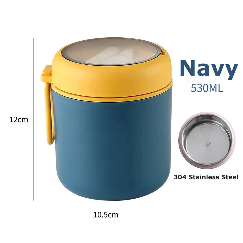 ThermoMea Thermobehälter Edelstahl | 530 ml / 710 ml | Isolierter Suppen- & Lunchbecher | Auslaufsicher & Langlebig
