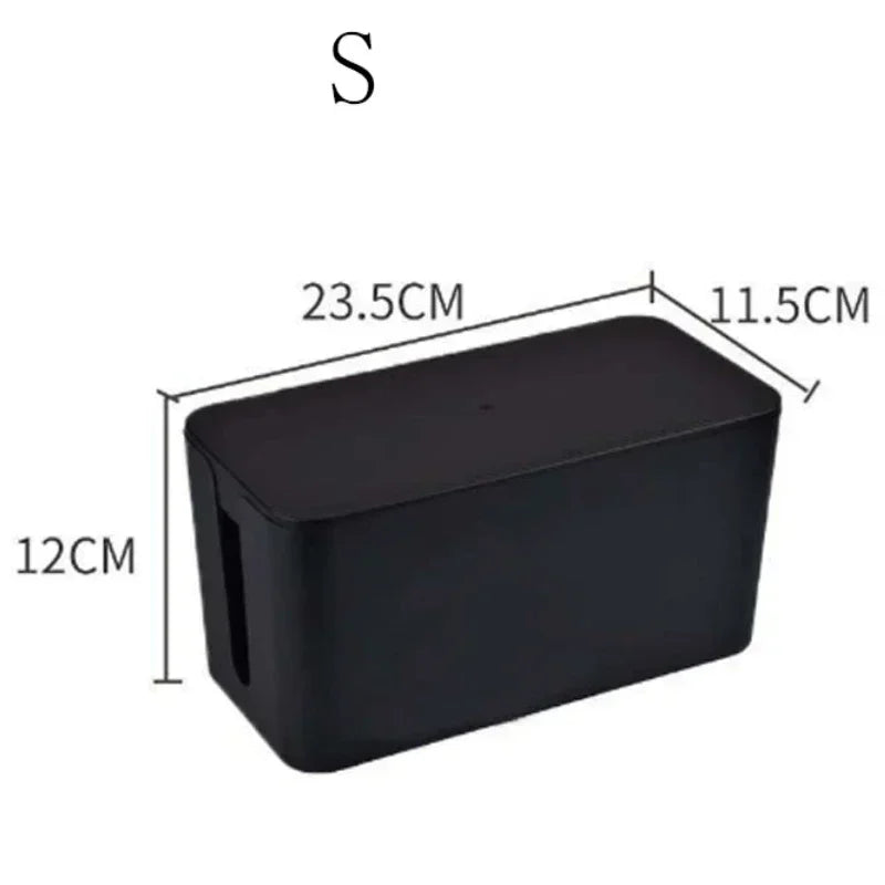 Kabelux Kabelbox mit Deckel | 32×13×12 cm | Steckdosen- & Ladekabel-Organizer | Staubschutz für Netzteile & Router