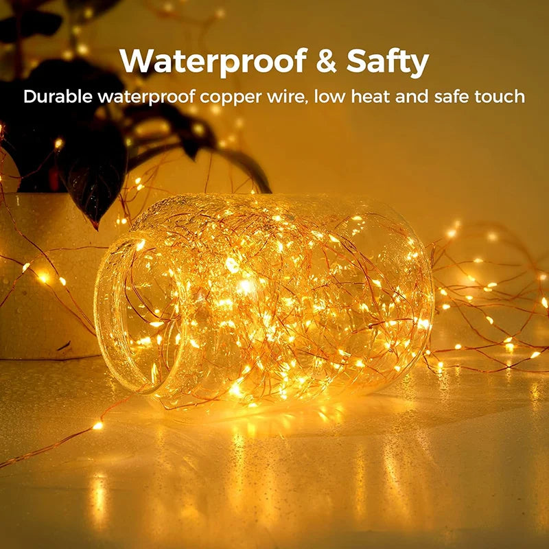 LED Lichterkette LumiCord | USB & Fernbedienung | 8 Modi | Warmweiß | IP65 Wasserdicht | Kupferdraht | 5–30 m