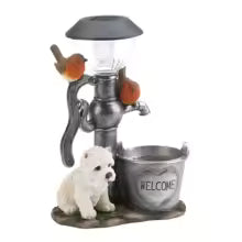 SOLARIA Gartenfigur Tiere | Solar Deko Statue aus Resin | Mit Blumentopf & LED-Licht | 12 × 6 × 6 cm