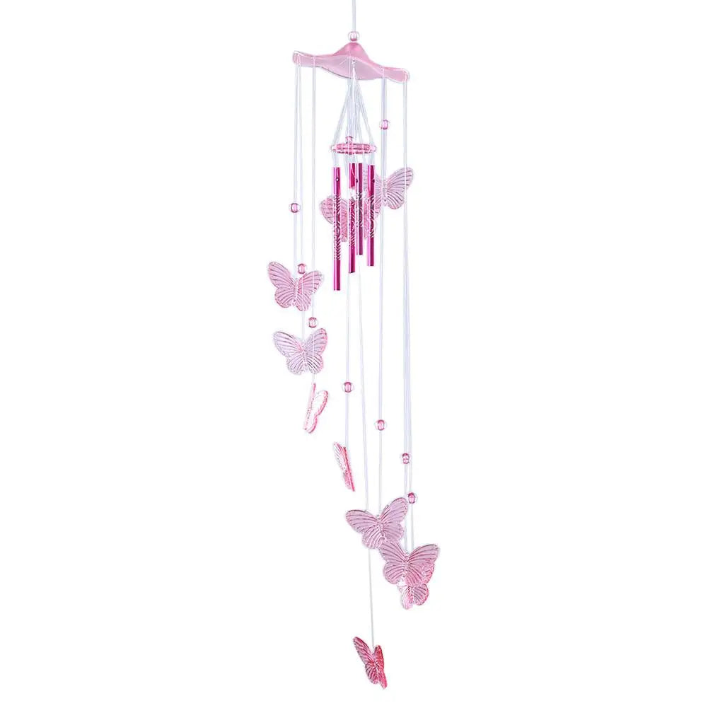 Klangverve Windspiel "Luftkuss" | Romantische Klangspiele mit Schmetterling & Glocke | 55 cm Metall Deko für Garten, Balkon & Fenster