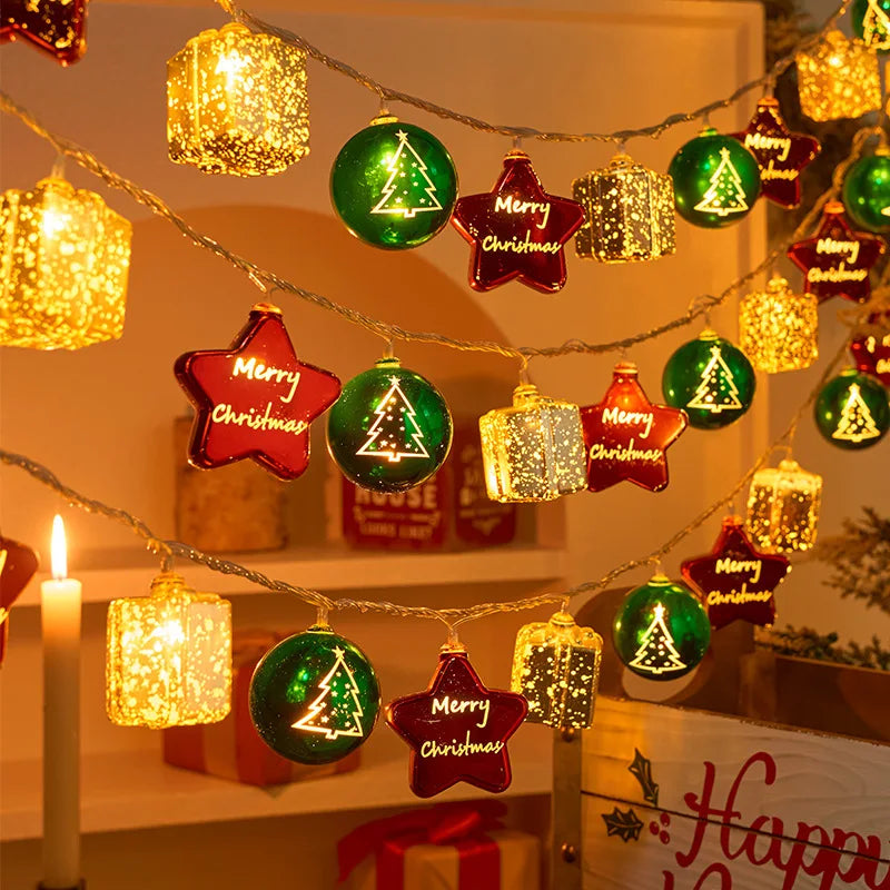 LumiNoël Weihnachts-Lichterkette | 1 m / 3 m | 10 / 20 LED | Santa, Schneemann & Zuckerstange | Warmweiß & Batteriebetrieben