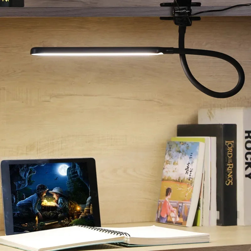 LED-Klemmleuchte LumaFlex | 3 Lichtfarben & 10 Helligkeitsstufen | USB-Betrieb | Flexibler Schwanenhals | Augenfreundlich & Dimmbar
