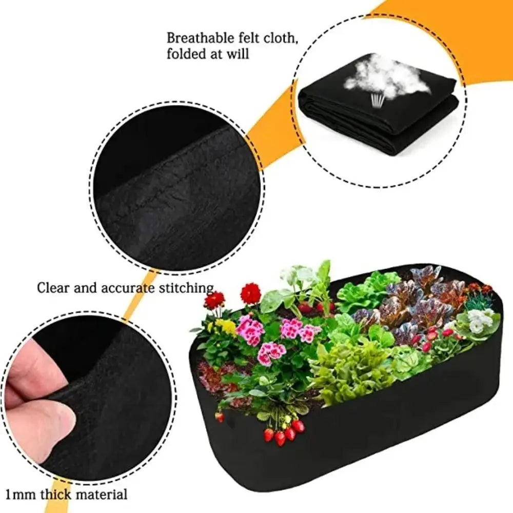 Florabrix Pflanzsack | Rechteckiger Pflanzbeutel aus Vliesstoff | Mit Griffen & Drainage | Für Gemüse, Blumen & Kräuter