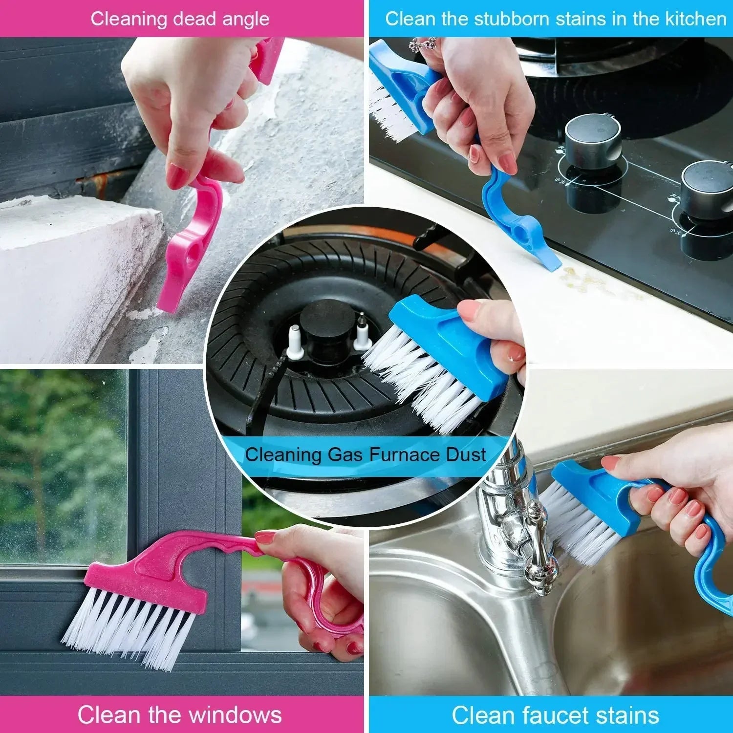 CleanEdge | 2-in-1 Fugenbürste & Schaber | Für Küche, Bad & Fensterrahmen | Blau