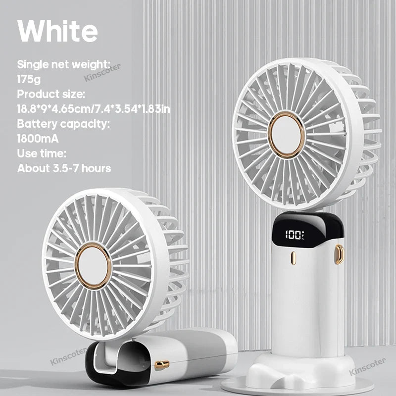 AERIONIQ 3-in-1 Mini-Ventilator | LED-Anzeige | 5 Stufen | Akku mit Powerbank-Funktion | Tragbar & aufstellbar