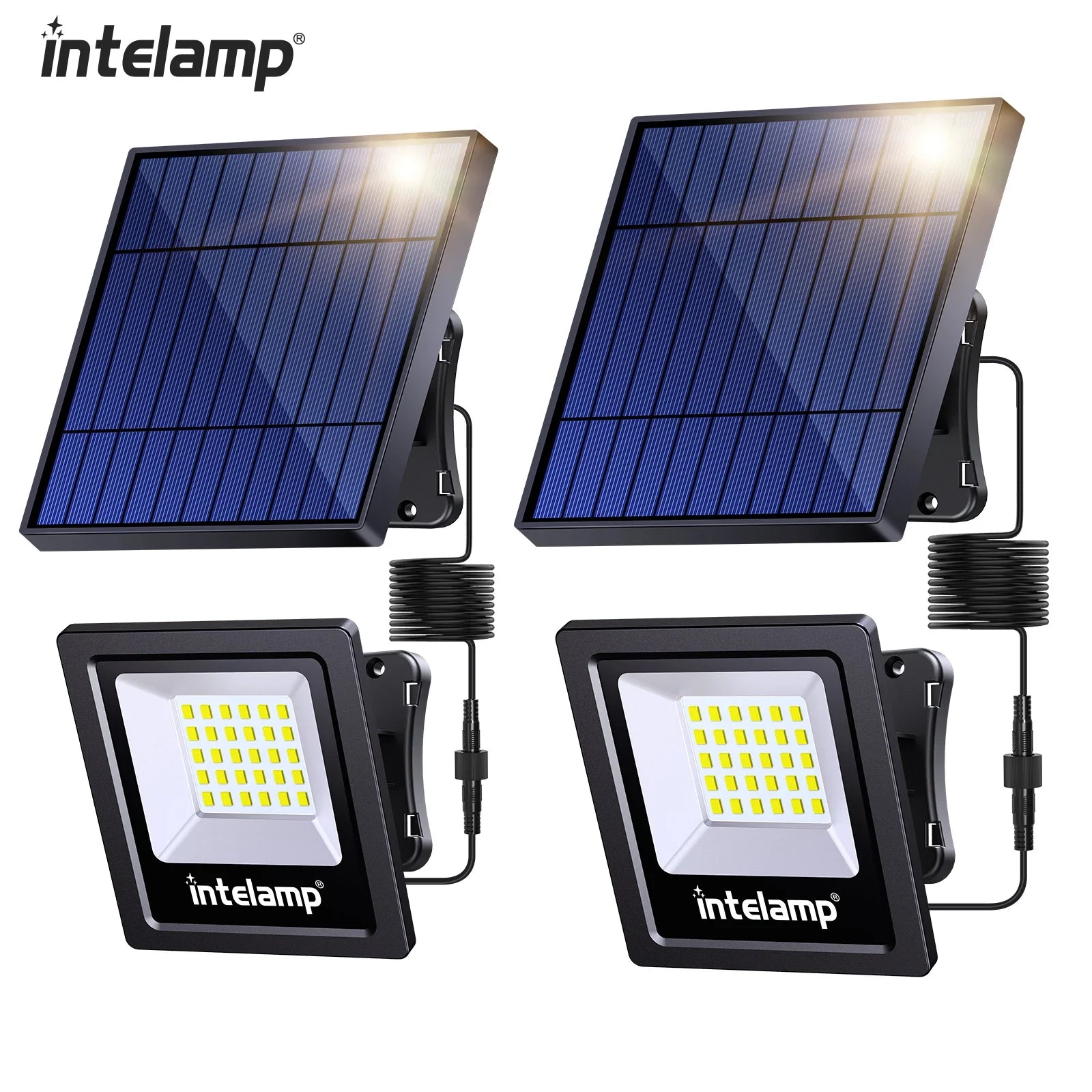 Solar LED Sicherheitsstrahler LumiSecure Duo | 2er-Set | 1200LM Superhell | IP65 Wasserdicht | Garten, Hof & Terrasse