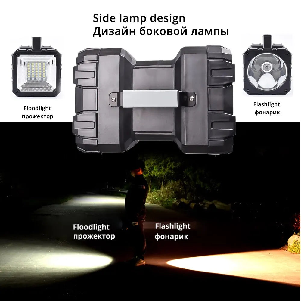 LED Akku-Strahler DualonX Pro | 40 W | Doppellampe mit 7 Lichtmodi | Wiederaufladbar & wasserdicht IP64 | Powerbank-Funktion