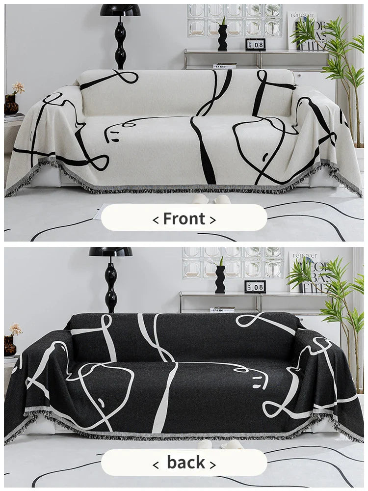 Velvyn | Chenille Sofaüberwurf | Vollständige Sofahusse & Decke in Schwarz | Staubdicht, Weich & Vielseitig | Waschbar & Pflegeleicht