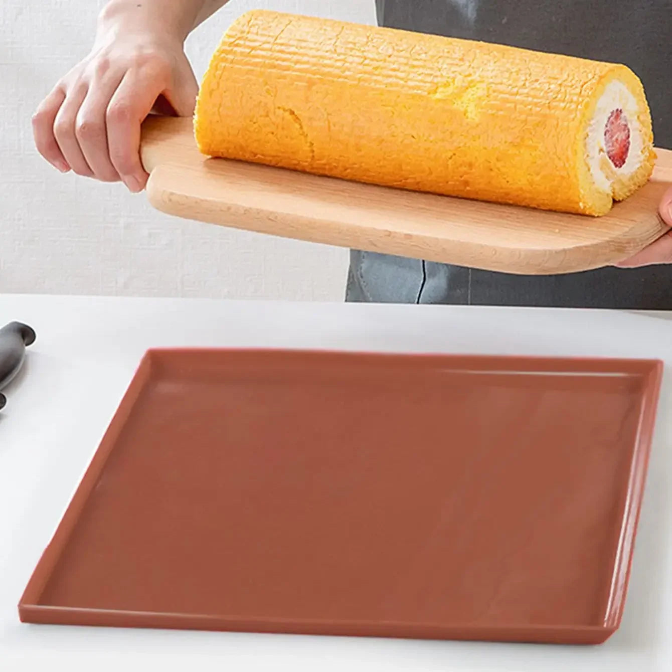 RollFlex™ Silikon-Backmatte | Multifunktional & Hitzebeständig | Für Biskuitrolle, Swiss Roll, Fondant & Mehr