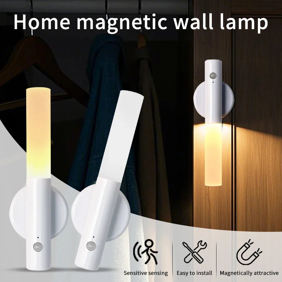 LED Nachtlicht mit Bewegungssensor | Wiederaufladbar & Magnetisch | Wand- & Schranklampe