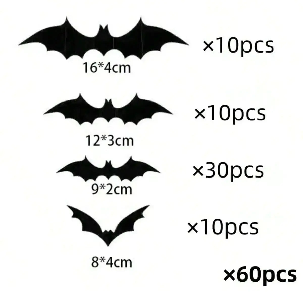BatStorm Wanddeko | 60 Stück 3D Fledermäuse | Wasserdicht & Wiederverwendbar | Halloween Deko