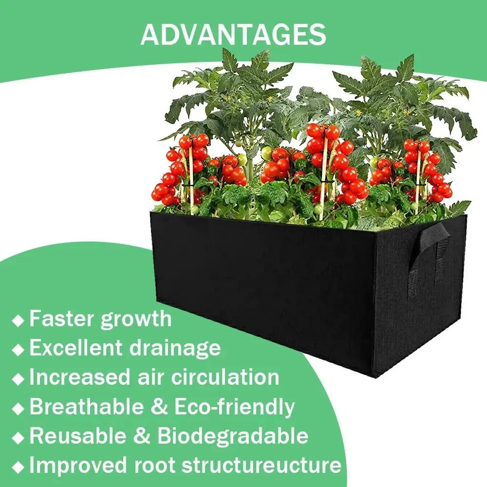 Florabrix Pflanzsack | Rechteckiger Pflanzbeutel aus Vliesstoff | Mit Griffen & Drainage | Für Gemüse, Blumen & Kräuter