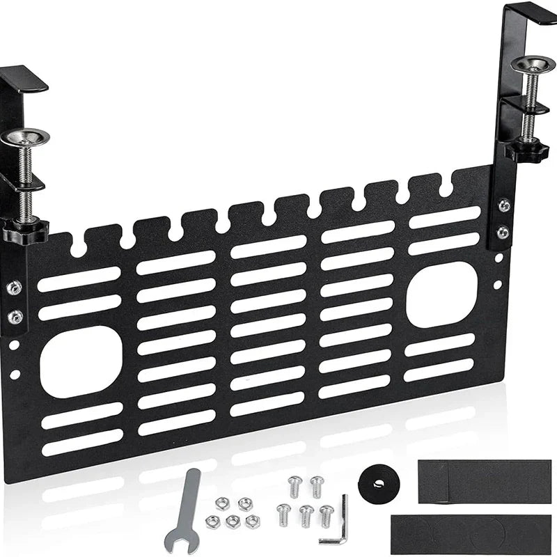 ClampGrid Kabelmanagement unter dem Schreibtisch | Metall Kabelhalter mit Klemme | Für Tischplatten 1–6 cm | Ohne Bohren