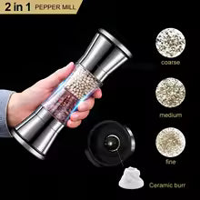 2-in-1 Gewürzmühle SPICURA DuoMill | Edelstahl-Doppelmühle für Salz & Pfeffer | Manuell & Stilvoll