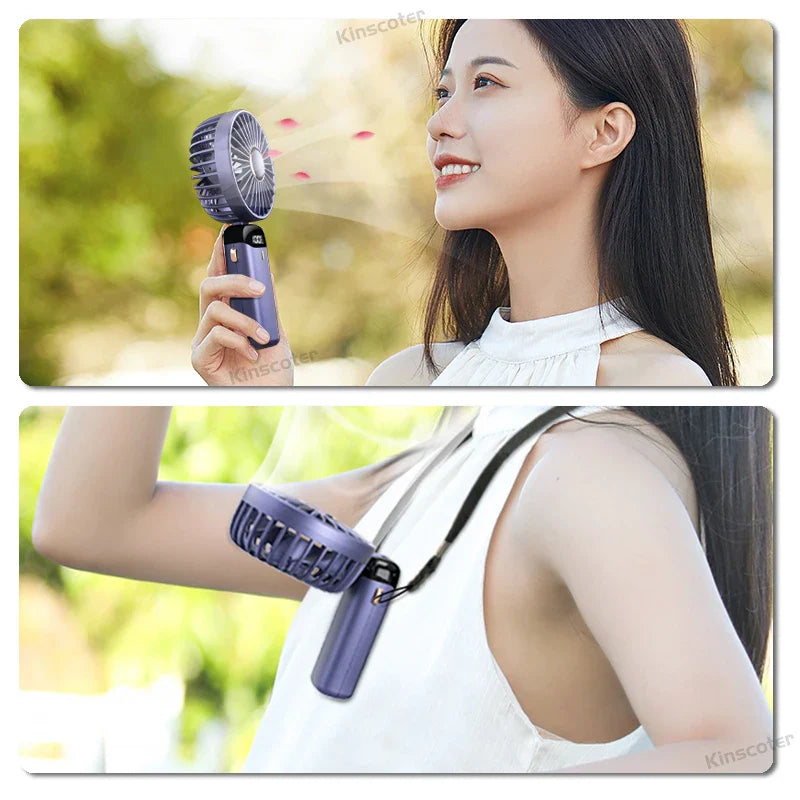 AERIONIQ 3-in-1 Mini-Ventilator | LED-Anzeige | 5 Stufen | Akku mit Powerbank-Funktion | Tragbar & aufstellbar