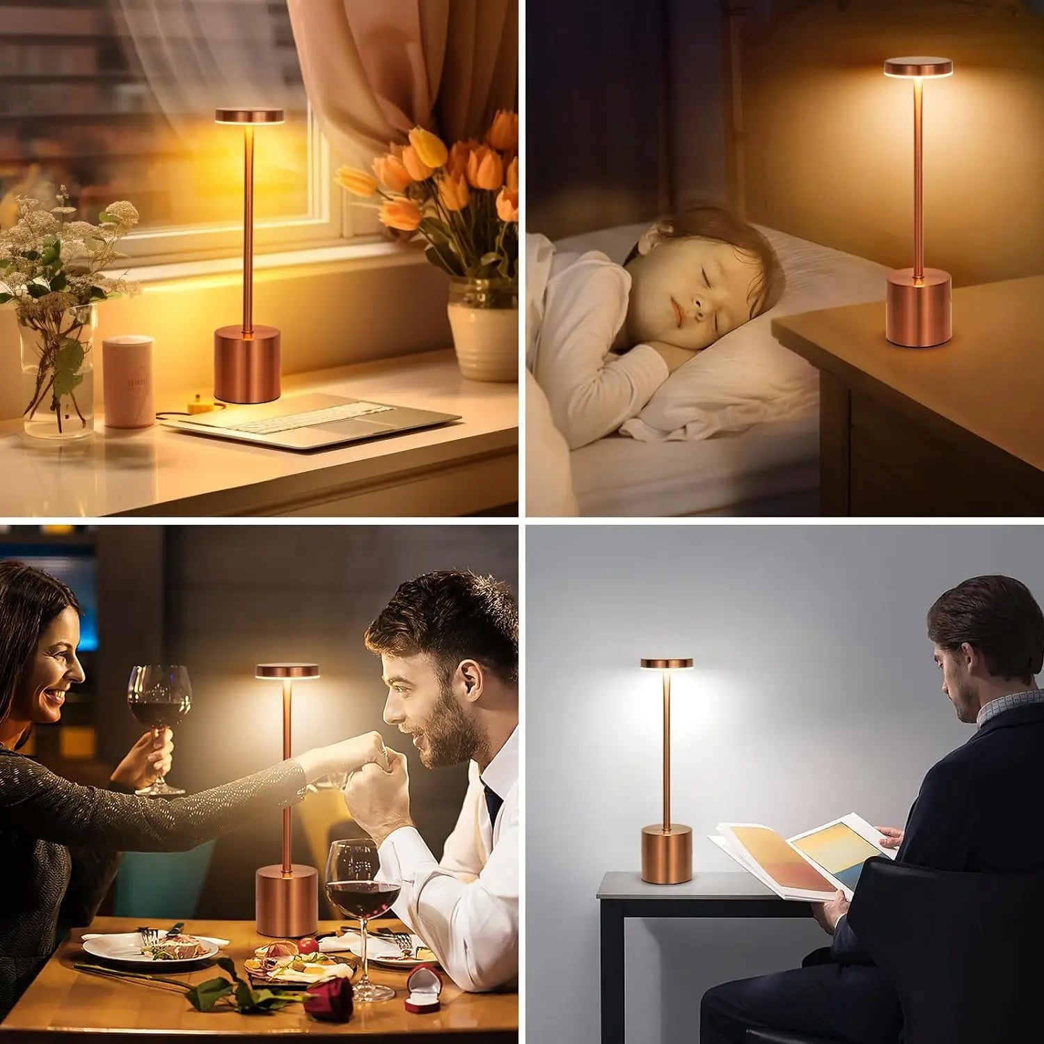LumoTouch™ LED Tischlampe | Kabellos & Wiederaufladbar | Touchsensor | 3-stufig dimmbar | Modernes Aluminiumdesign