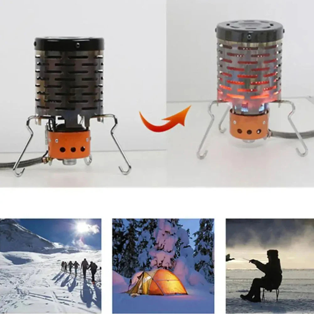 ThermaCamp Camping Heizaufsatz Edelstahl | Tragbarer Ofenwärmer für Gasbrenner | Gleichmäßige Wärmeverteilung | Mit Griff & Haken | Outdoor & Zelt