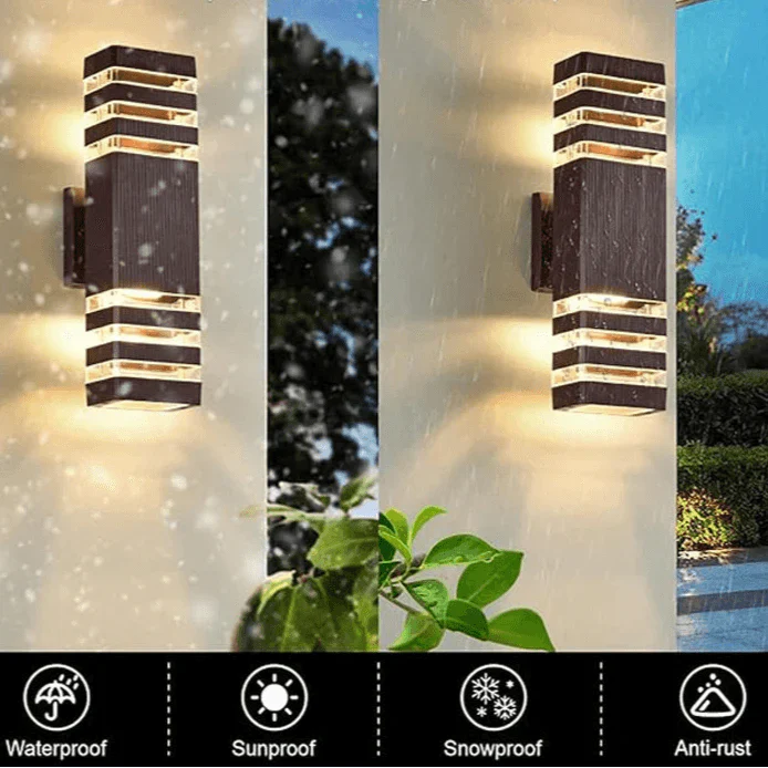 LumiBloc LED Außenwandleuchte | Up & Down Effekt | E27 Fassung | IP65 Wasserdicht | Modernes Design für Garten & Balkon