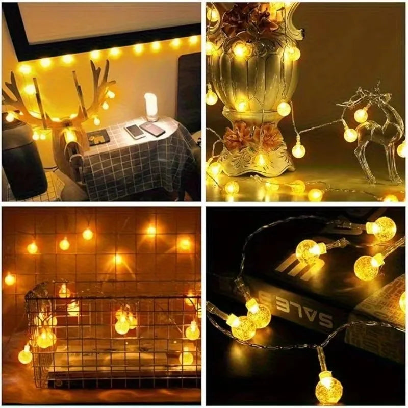 LED-Lichterkette BubbleGlow | Kugelform | 10/20/40 LEDs | USB- & Batteriebetrieb | Warm, Blau oder Bunt | Für Hochzeit & Festdekoration