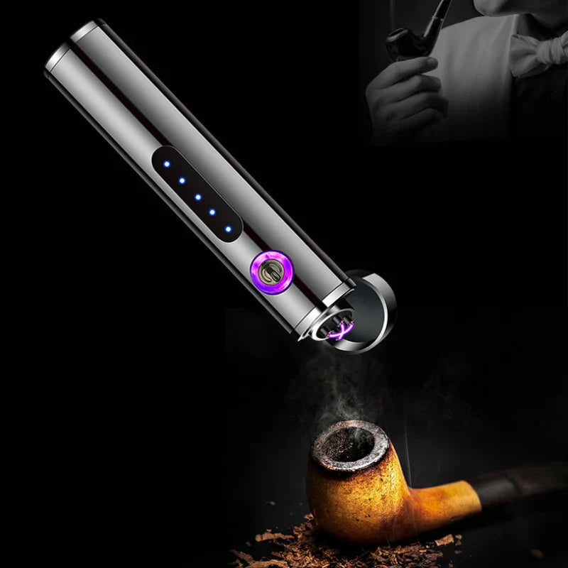 Voltrino Zylinder-USB-Feuerzeug | Doppelte Lichtbogen-Technologie | Wiederaufladbar & Windfest | Edles Metallgehäuse für Herren