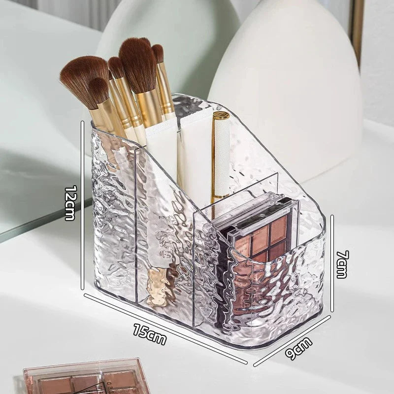 Make-up Organizer Box ClaryLux | Wasserwellen-Design | Großes Fassungsvermögen | Offene Trapezform