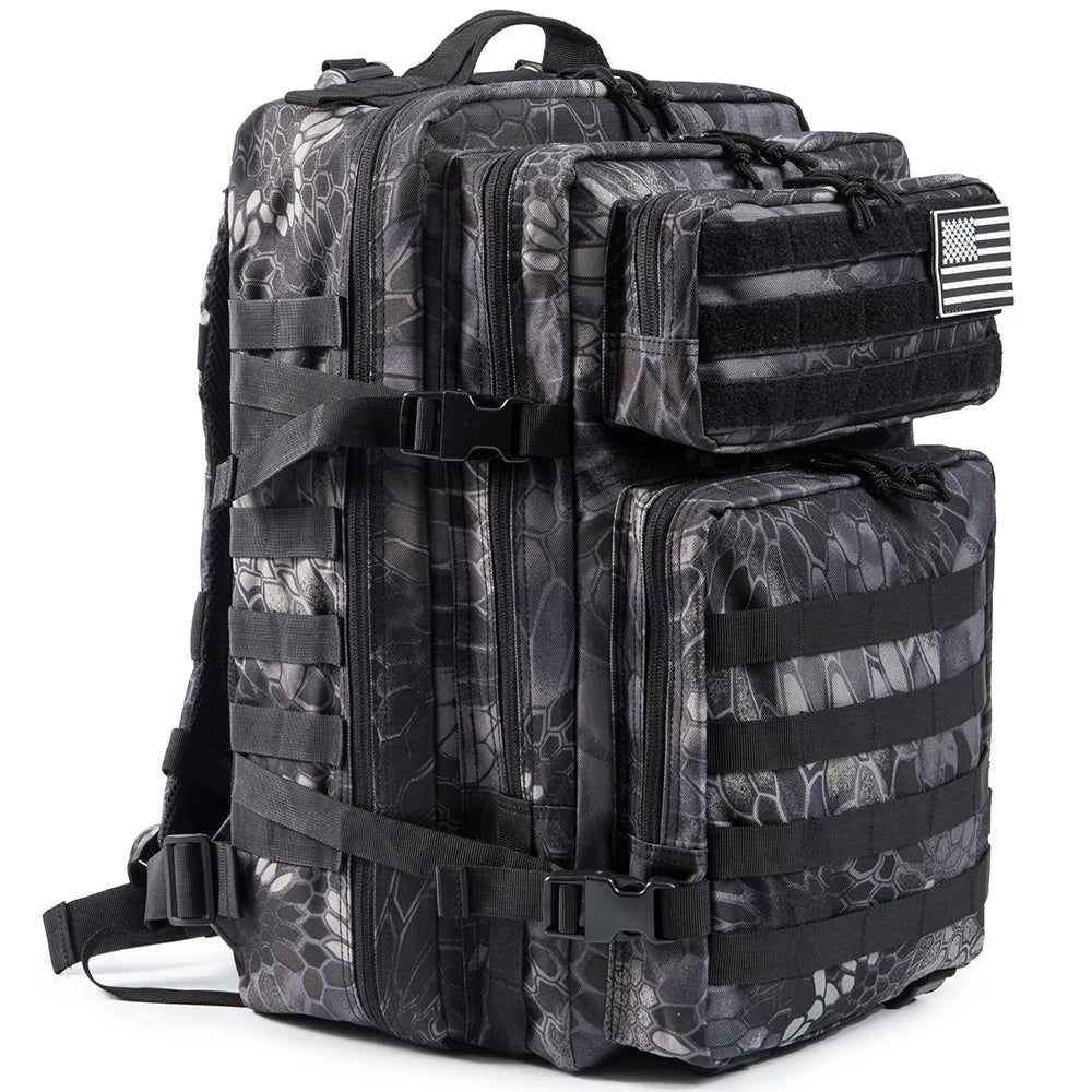 TACTICO45 45 L Outdoor Rucksack | Molle‑System | 3‑Tages Kapazität | Robust & Multifunktional – Schwarz/Khaki/Olive