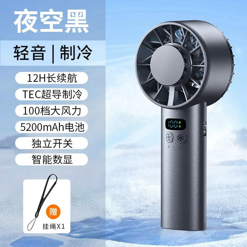 Frostonic Mini-Handventilator mit Eis-Kühlung & LED-Anzeige | USB-Aufladbar & Tragbar | Für Outdoor, Reisen & heiße Sommertage