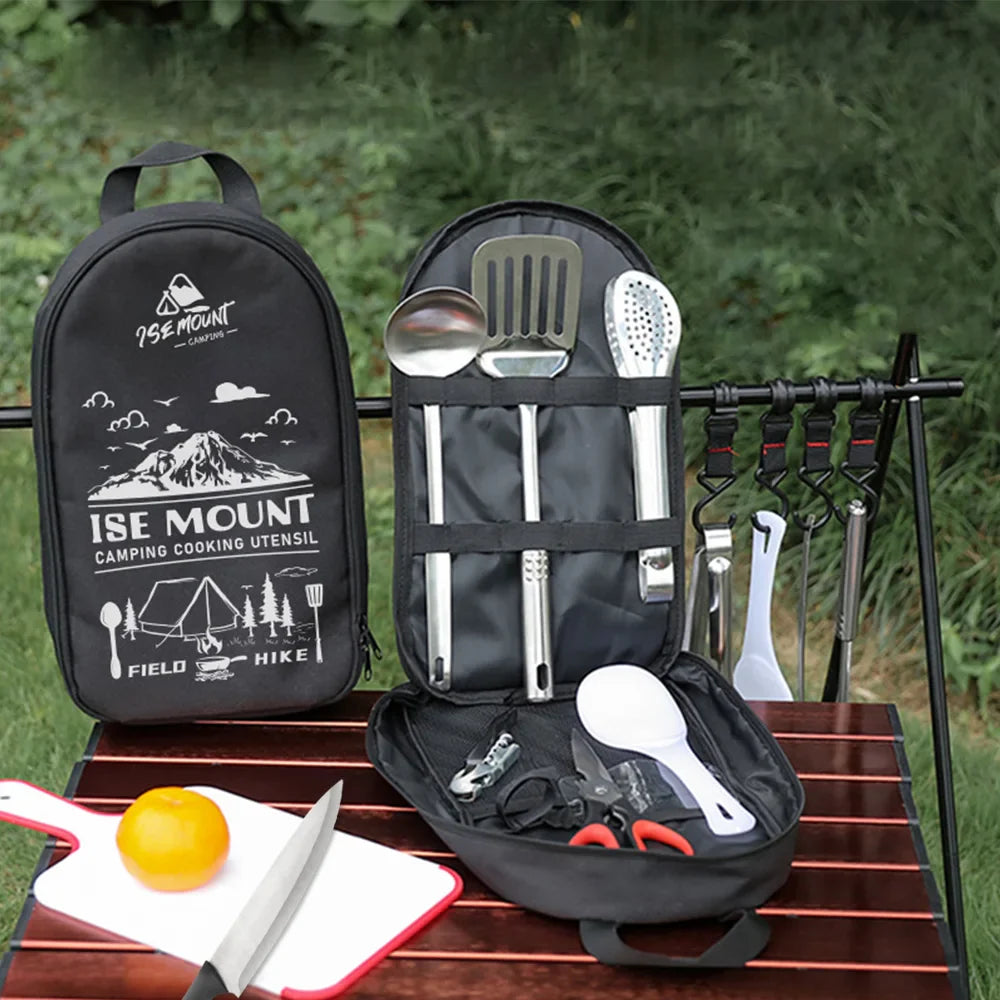 TerraChef AdventureKit Camping Küchen-Set 9-teilig | Inkl. Aufbewahrungstasche | Edelstahl Outdoor-Kochzubehör | Für Camping, Wandern & BBQ