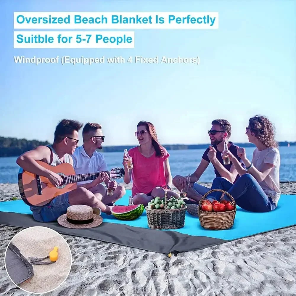 Stranddecke AeroLoom | XXL 210x200 cm | Wasserdicht & Sandfrei | Ultraleicht & Tragbar