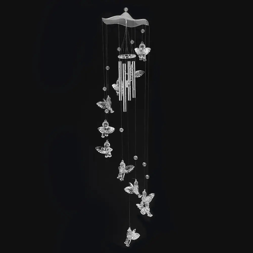 Klangverve Windspiel "Luftkuss" | Romantische Klangspiele mit Schmetterling & Glocke | 55 cm Metall Deko für Garten, Balkon & Fenster