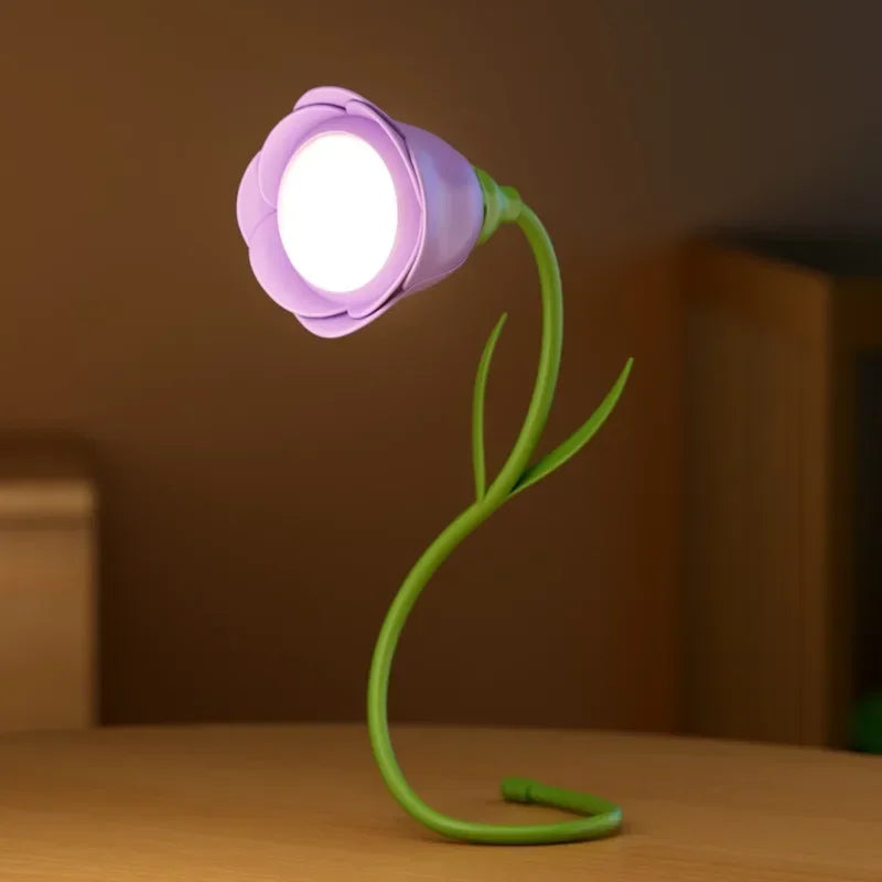 Lunafleur | Wiederaufladbare LED Rosenlampe | Dimmbar & Flexibel | 3 Lichtfarben mit Helligkeitsspeicher | Kreatives Nachtlicht & Geschenkidee für Frauen