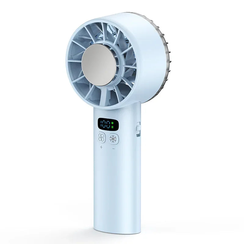 Frostonic Mini-Handventilator mit Eis-Kühlung & LED-Anzeige | USB-Aufladbar & Tragbar | Für Outdoor, Reisen & heiße Sommertage