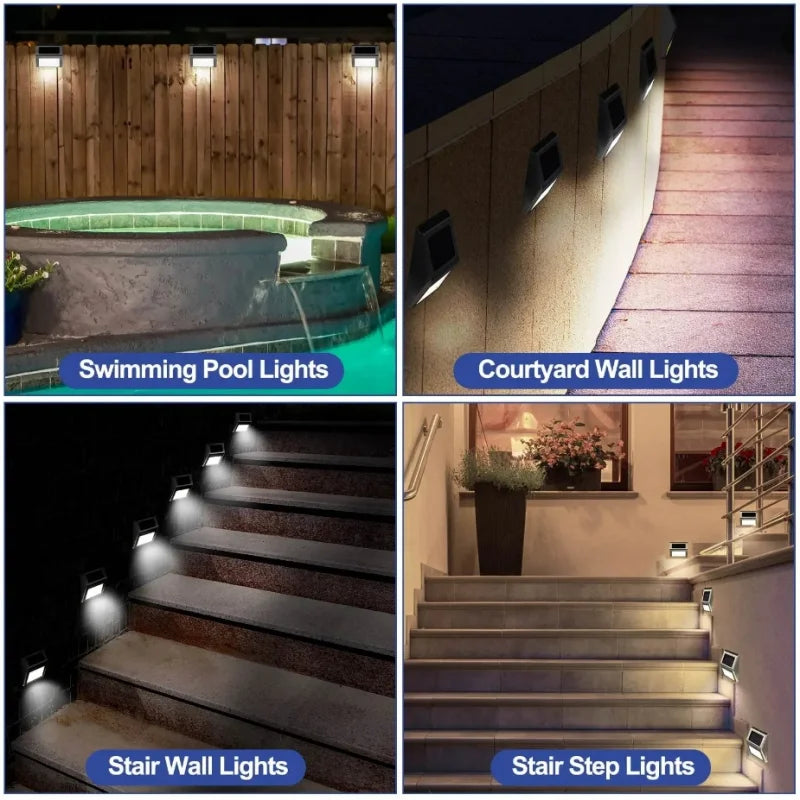 Lunettra Solar Stufenlicht Edelstahl | 3 LEDs | IP45 Wasserdicht | Umweltfreundlich & Korrosionsbeständig | Für Garten, Zaun & Wand