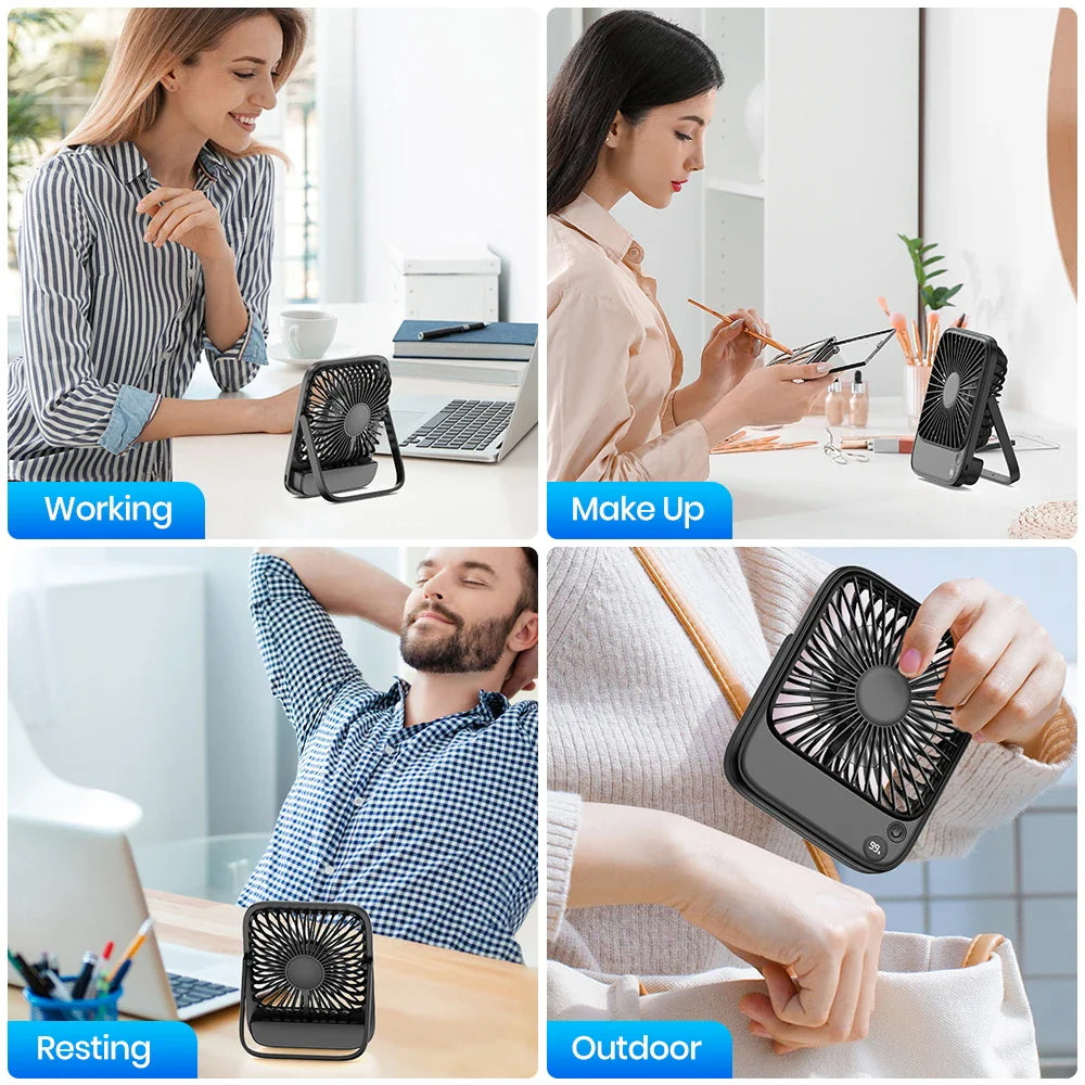 MiniVent Power | Tischventilator mit Powerbank-Funktion | 5000mAh Akku | 4 Stufen & Ultra Leise